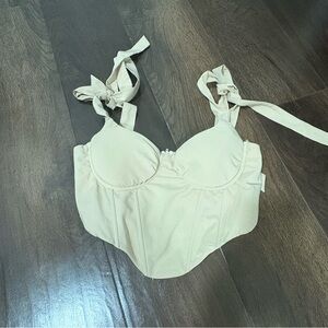 Tan Corset Top with Tie Straps